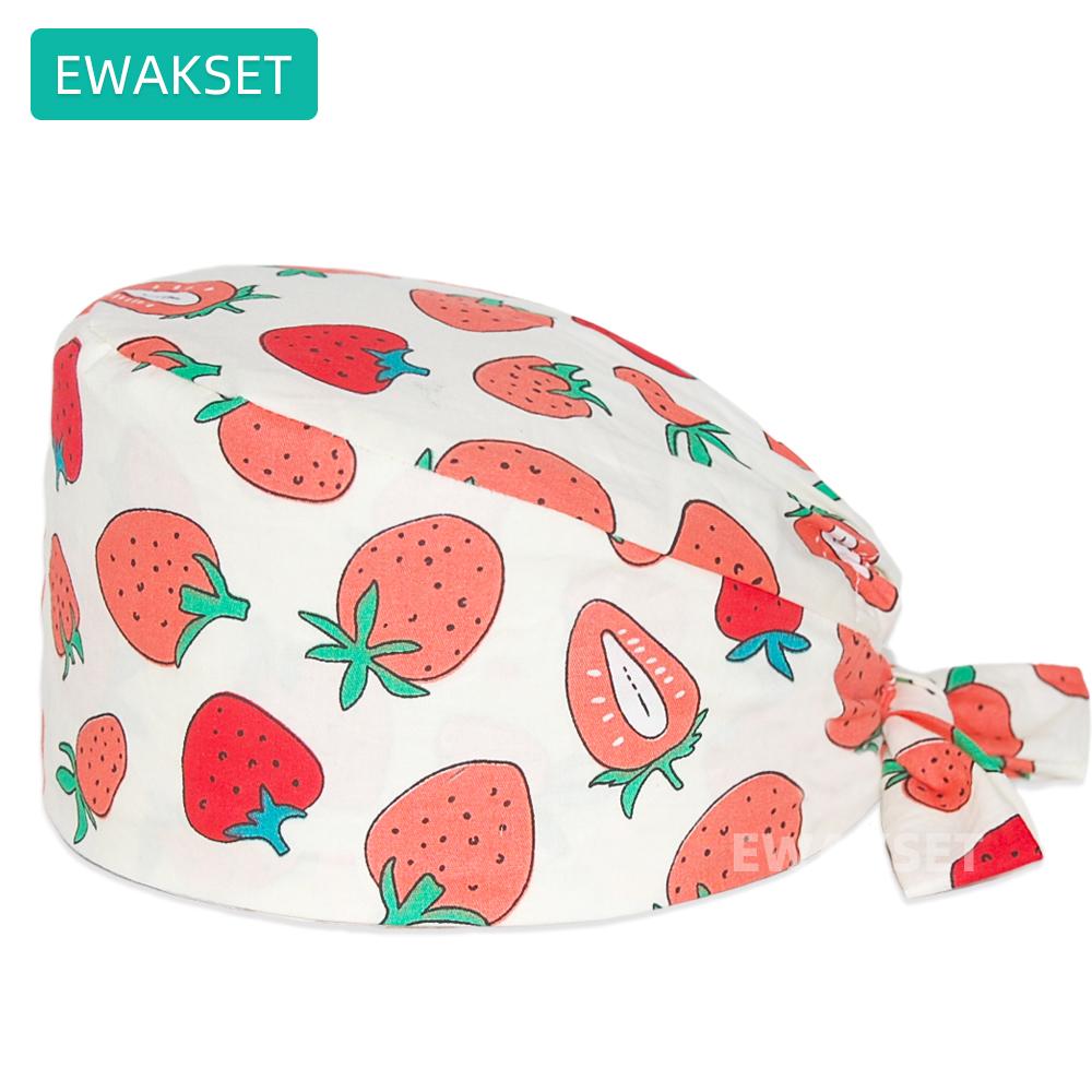 Unisex Christmas Printed Medical Caps Women Men Nurse Doctor Top Surgical Cap Chef Working Hat 100%cotton Scrub Cap