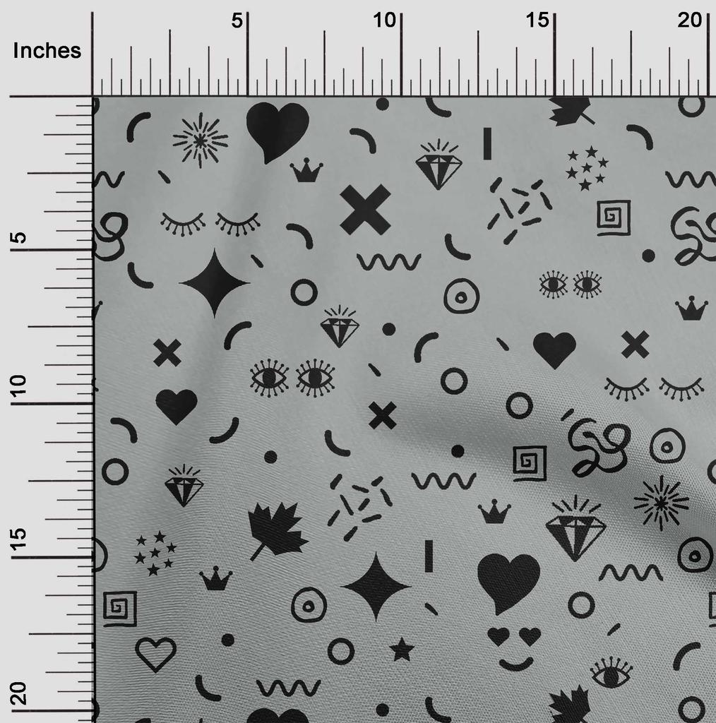 oneOone Bavlněná Flex Šedá Látka Doodle Šaty Materiál Látka Tisk Látky Po Metru 40 Palců