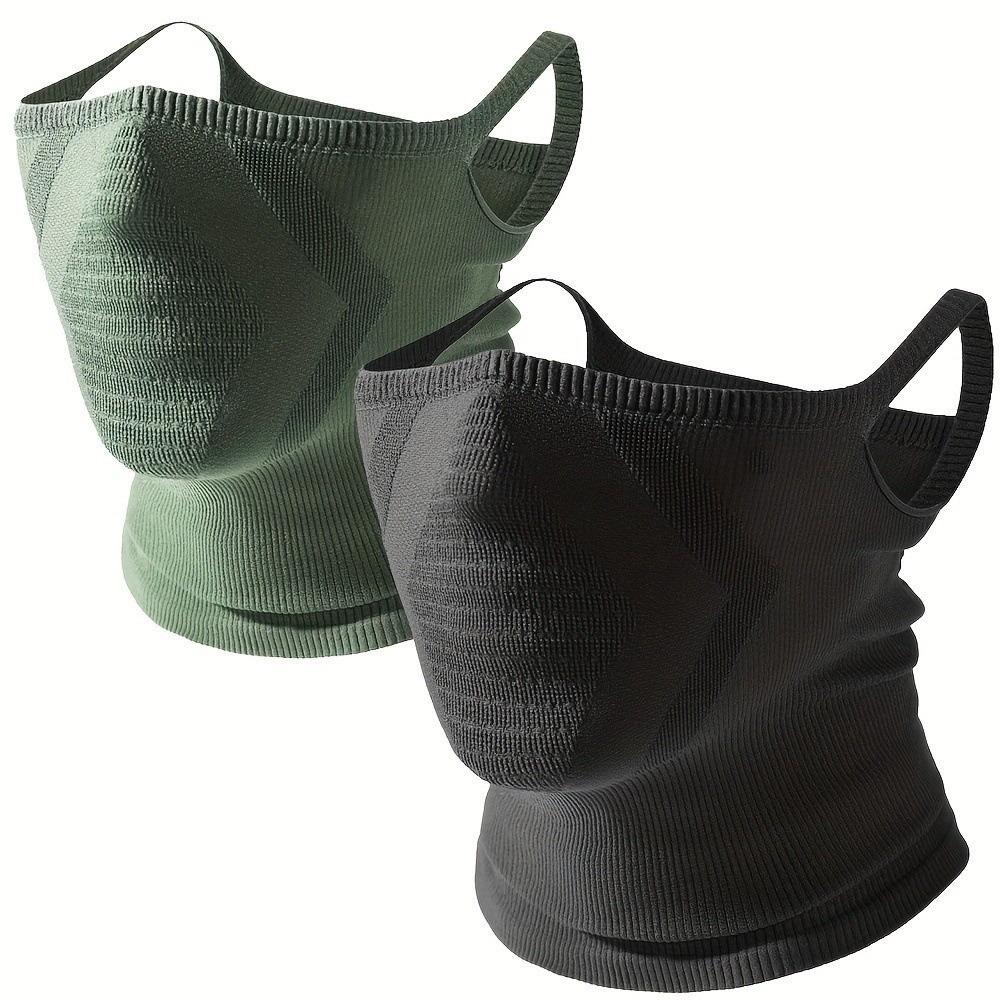 Knitted Jacquard Half-Face Face Shield Stretch Elastic Neck Cover Unisex Neck Gaiter Sports Black+Green