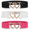 Simple Double Heart Buckles Waist Cincher Elastic Waistband Breathable Fabric Corset Belt For Women Fashion Accessories