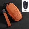 Genuine Leather Auto Key Fob Cover Fit For Ford Fusion Mustang Explorer F150 F250 F350 Ecosport Edge S-Max Ranger Lincoln Mondeo Key Ring Accessoy
