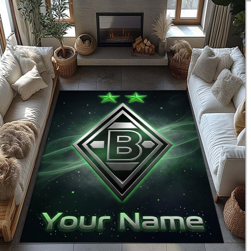 Tappeto in Cristallo Velluto Stampato Borussia Mönchengladbach Tappeto Antiscivolo in Cristallo Velluto Per Divano Camera da Letto Decorazione Interna per la Casa