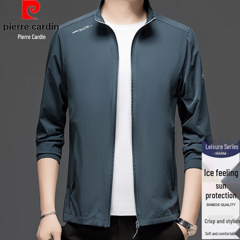 Pierre Cardin Men s Summer Ice Silk Stand-Collar Jacket 2XL
