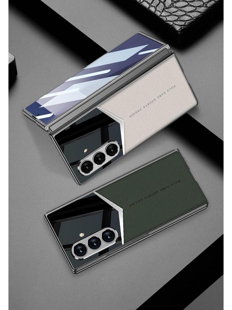 Samsung ZFold7 Electroplated Solid Color Leather Phone Case - Foldable Cover