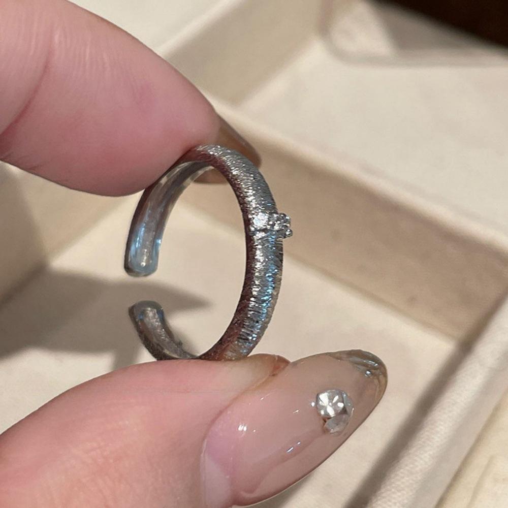925 Sterling Silver Retro Brushed Open Finger Ring - Women's High-End Niche Light Luxury, Trendy and Non-Fading.