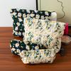 Canvas Embroidery Cosmetic Bag With Floral Pattern For Travel And Home Use