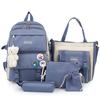 5Pcs Kit Backpack Female Fashion Lady High Capacity Waterproof College Trendy Girls Laptop School Bags Cute Girl Travel Book Bag
