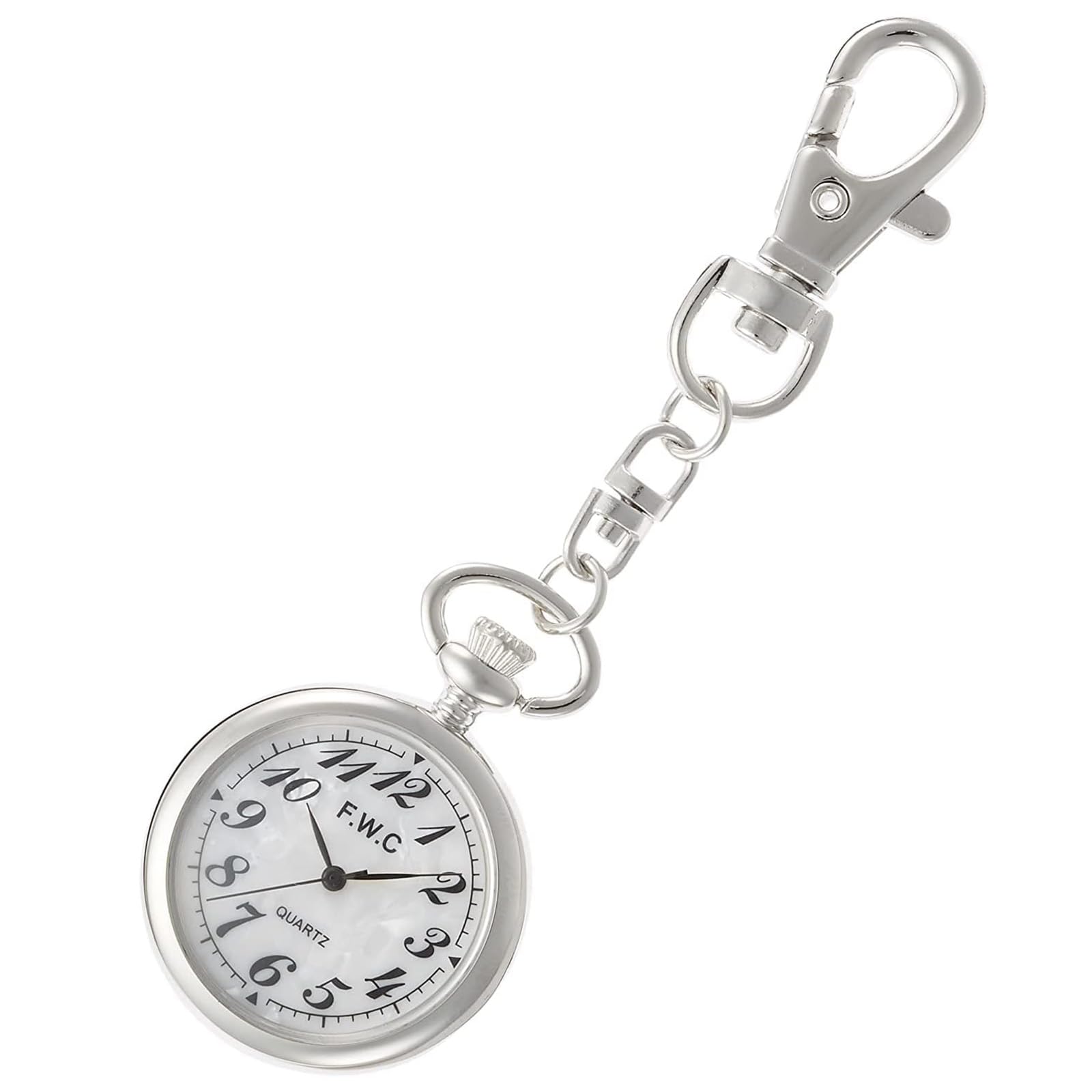 Fieldwork Pocket Watch for Women, Keychain Watch DT112p-1, White