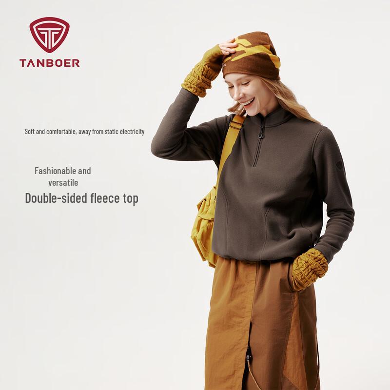 TANBOER Women's Stretch Thermal Fleece Mock Neck Top