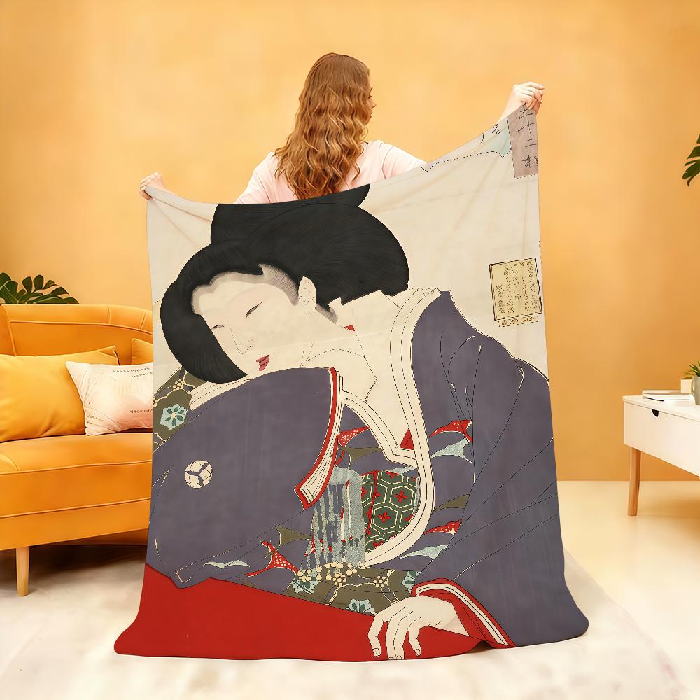 Japanese Geisha Female Blanket For Soft Throw Blanket for Picnic Bed Sofa Home Bedroom Cozy Warm Comfortable
