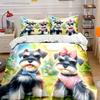 Pet Garden Trio: Cute Schnauzer Decor Multiple Sizes kid's And adults' Bedroom Exquisite 3PC Bedding set, Gift