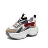 Height-increasing Dad Shoes Women's 2025 New Autumn Leather Thick-soled Mesh Breathable Little White Shoes Small Casual Women's Shoes