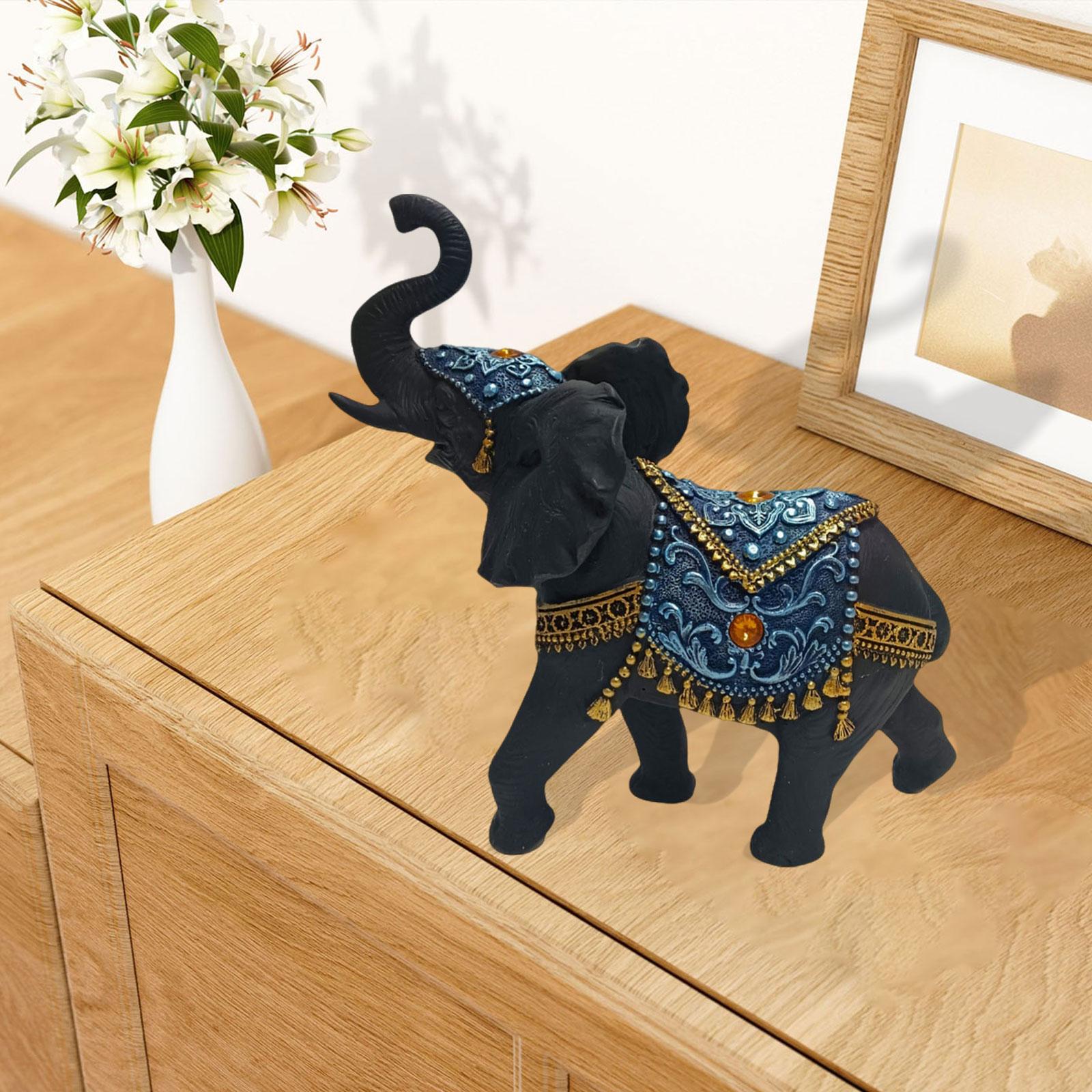 

Elephant Statue Ornament,Resin Animal Art Sculpture Elephant Figurine for Bedroom,Desk, Table Centerpiece Tabletop Gifts чорний