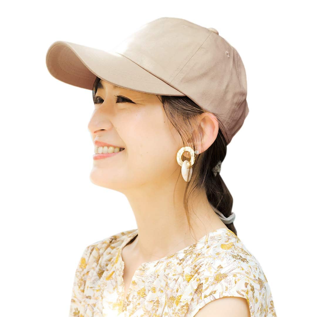 

ICHIYON Hat Cap Deep Large Size Spring Summer Large Plain Beige Cotton Hand Washable Size Adjustment Golf Simple Easy to Match [14+ PLUS] Women s бежевый