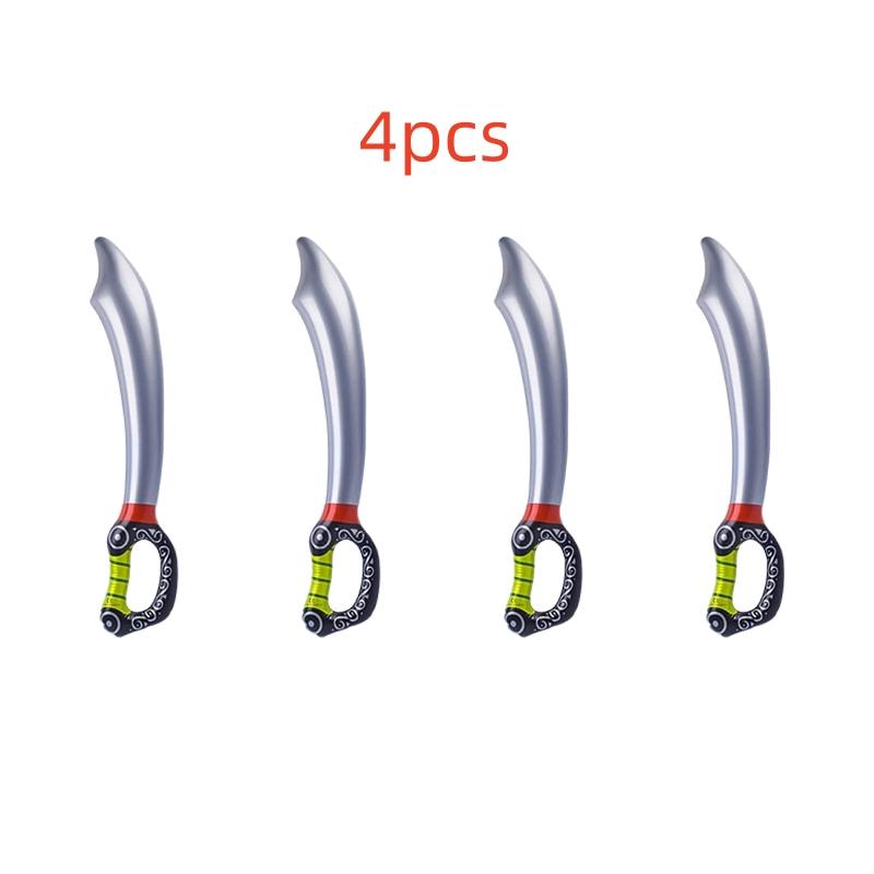 4PCS Funny Inflatable Pirate Swords Halloween Birthday Toy Sword Inflated Simulation Knife for Swimming Pool Cosplay Stage Prop
