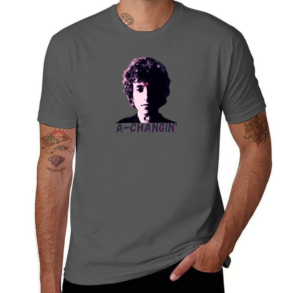 AChangin Retro Bob DylanInspired Design TShirt Work Wear Lightweight Tee