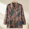 Floral Lapel Button-Up Loose Top for Middle-Aged and Elderly Women