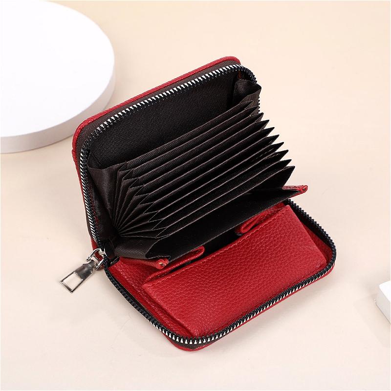 Portafoglio Portacarte di Credito Blocco RFID da Donna in Pelle con Zip Custodia per Carte Mini Portamonete Organizzatore di Carte a Fisarmonica Portafoglio Portatile