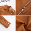 BITCED Spring/Autumn Women's Leather Jacket Slim-Fit Lightweight Short Jacket Biker Jacket