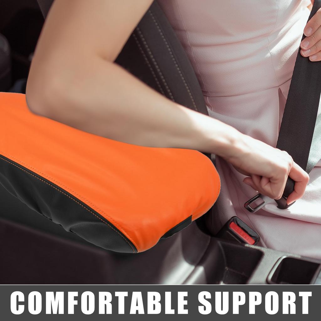 ABSOPRO Car Center Console Pad, Waterproof Armrest Seat Box Cover Protector for Dodge Charger 2015-2022, Black Orange