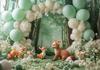 Photography Background Jungle Wildlife Fox Bear Balloon Decoration Kids Birthday Party Cake Smash Photo Background Banner