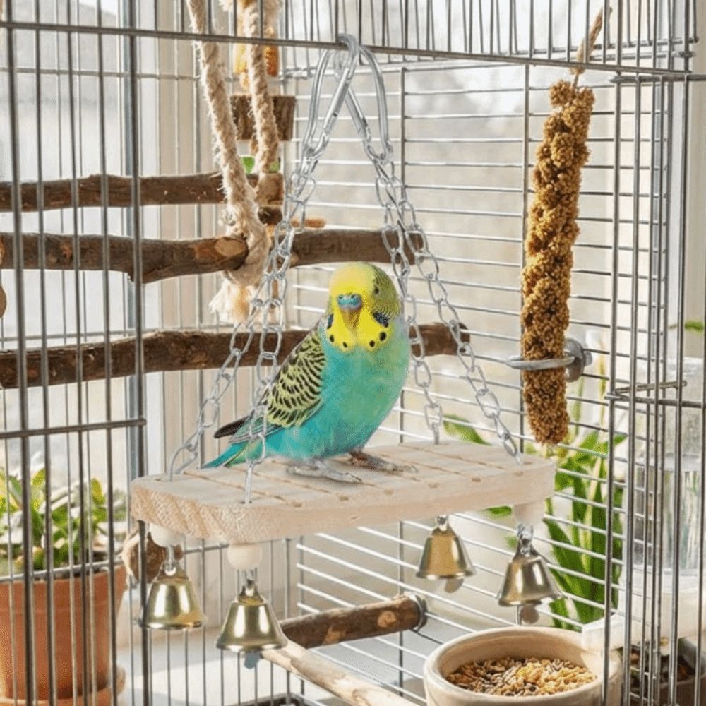 Wear-Resistant Bird Hanging Swing with Hook Parrot Cage Hut  Small Pet Entertainment