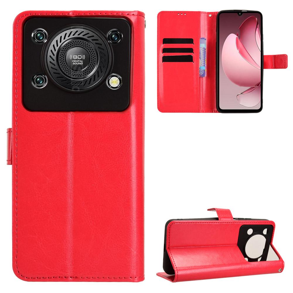 For Oukitel C60 Pro/Oukitel C60 PU Leather Case with Strap Crazy Horse Texture Phone Wallet Cover