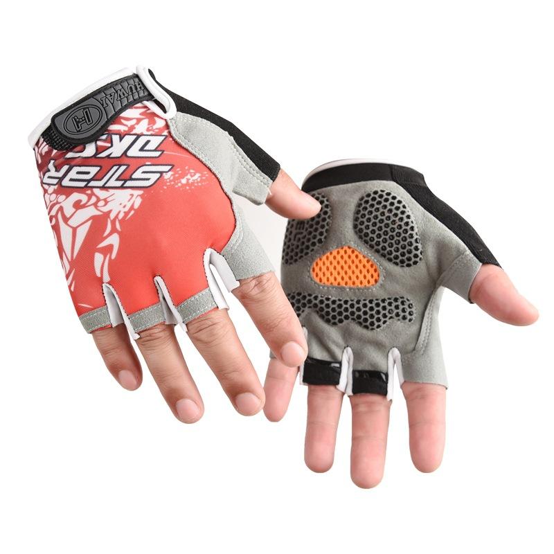Half Finger Cycling Gloves Hiking Fitness Yoga Driving Anti Slip and Shock-absorbing Mesh Fabric Breathable Outdoor Sports S красный
