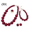 Faux Pearl Earrings Necklace 3Pcs/Set Imitation Pearls Jewelry Set, Adjustable Length Choker with Ear Studs White Dress Set And Bracelet, for Weddings