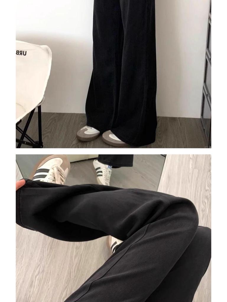 Women's Plus Size Fleece-Lined Micro Flare Jeans: Winter Slimming Loose Wide Leg Pants