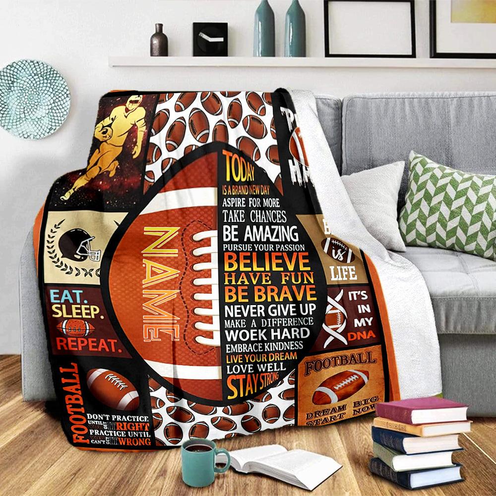 Football Theme Home Customize Your Name Blanket Comfortable Soft Lightweight Allseason Multipurpose Blanket For Picnics Sofas Offices Beds Living