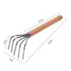 Hand Rake Cultivator Stainless Steel Claws Lightweight Digging Wood Handle Leaf Rake Small Gardening Tools for Yard Work