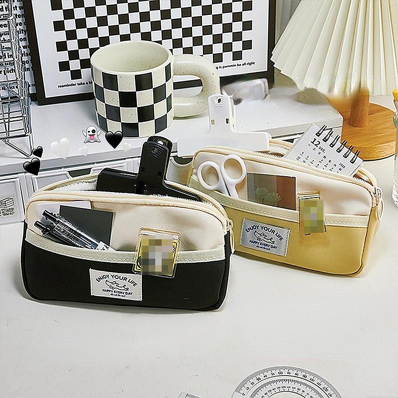 Cheap Cute Pencil Bags Triangular Shape Oxford Cloth Pencil Cases