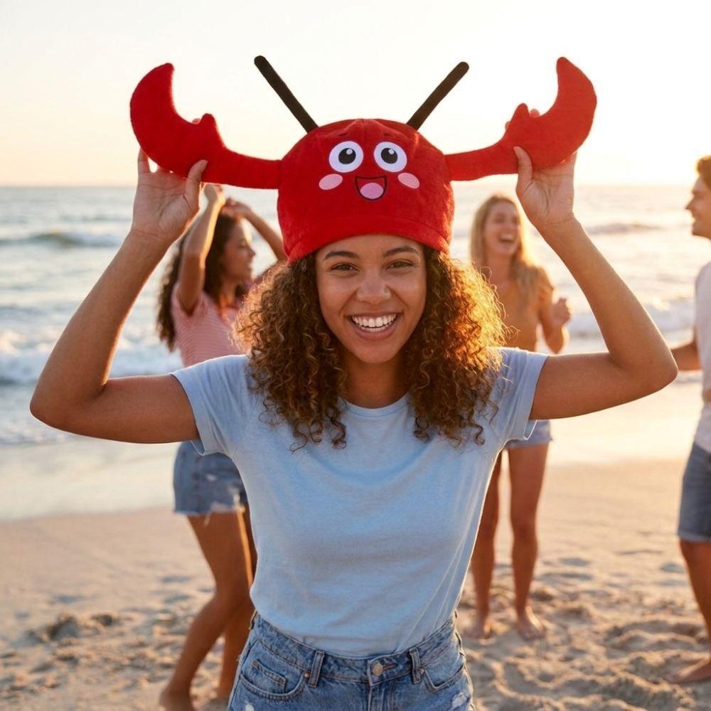 Soft Breathable Cartoon Lobster Plush Hat Funny Look Lobster Headgear Stage Performance