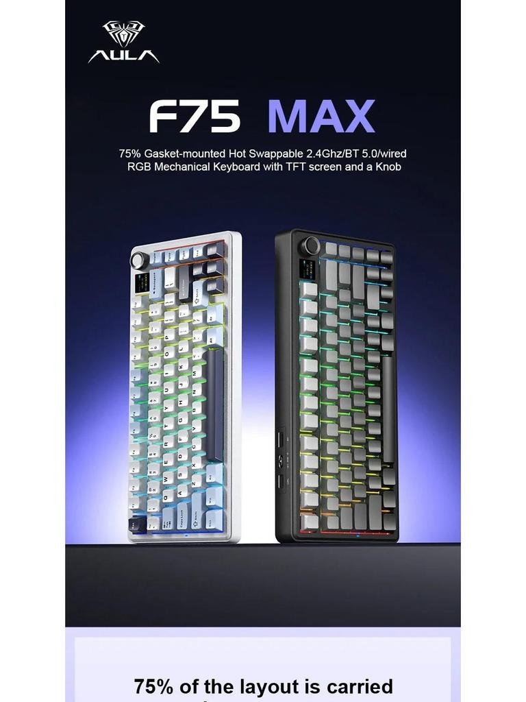 Wolfspider F75max Tri-Mode Wireless RGB Mechanical Gaming Keyboard with Customization and Side Engraving.