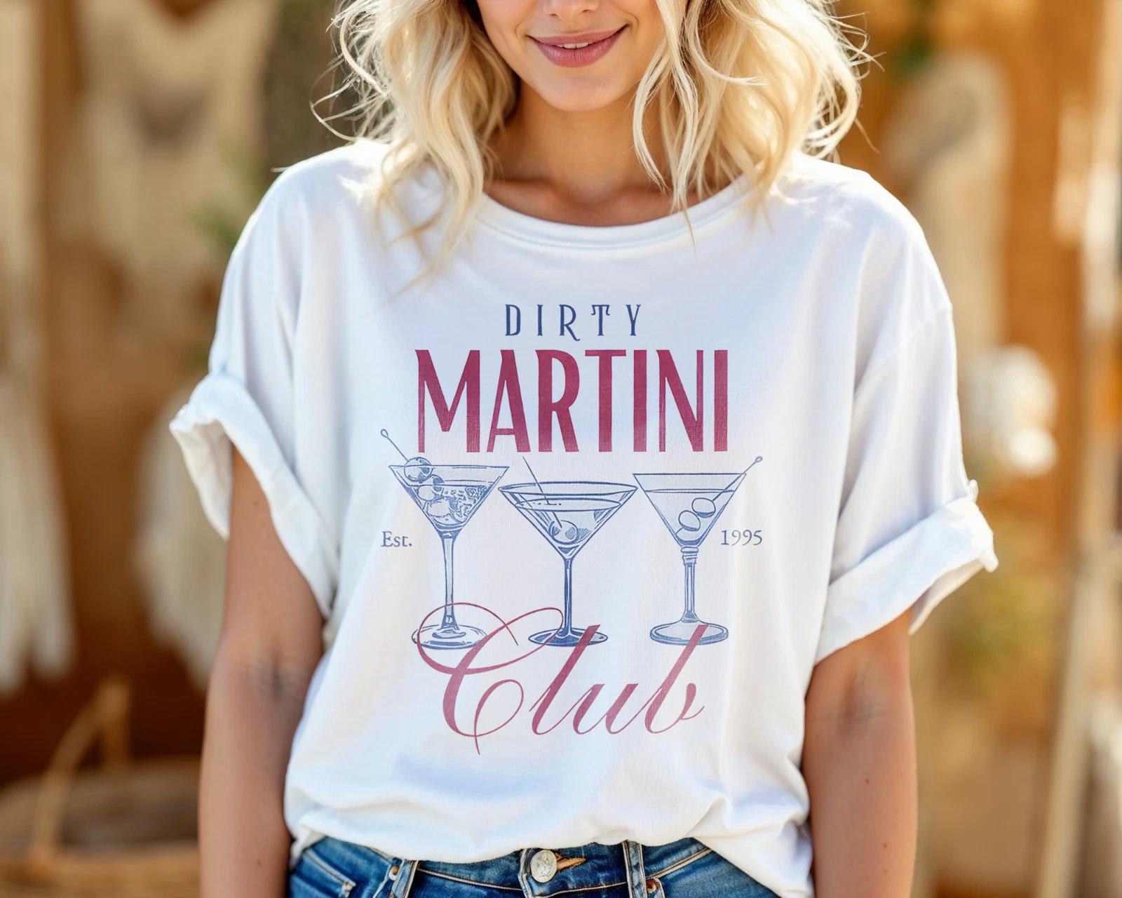 Dirty Martini Club T-Shirt Olive Cocktail Graphic Tee Vintage Bar Shirt A22 XXXXL