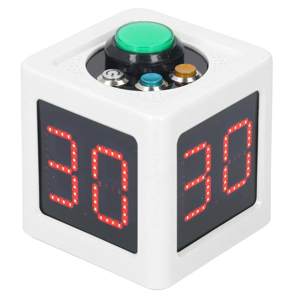Kube Timer 1,4in 4-sidet Digital Shot Nedtelling Stoppeklokke for Privat Poker Sjakk Kasinoer Hvit