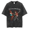 Retro Distressed American Street T-Shirt Loose Oversized Washed Tee for Men Women Vintage Tee Casual Top Unisex Tops
