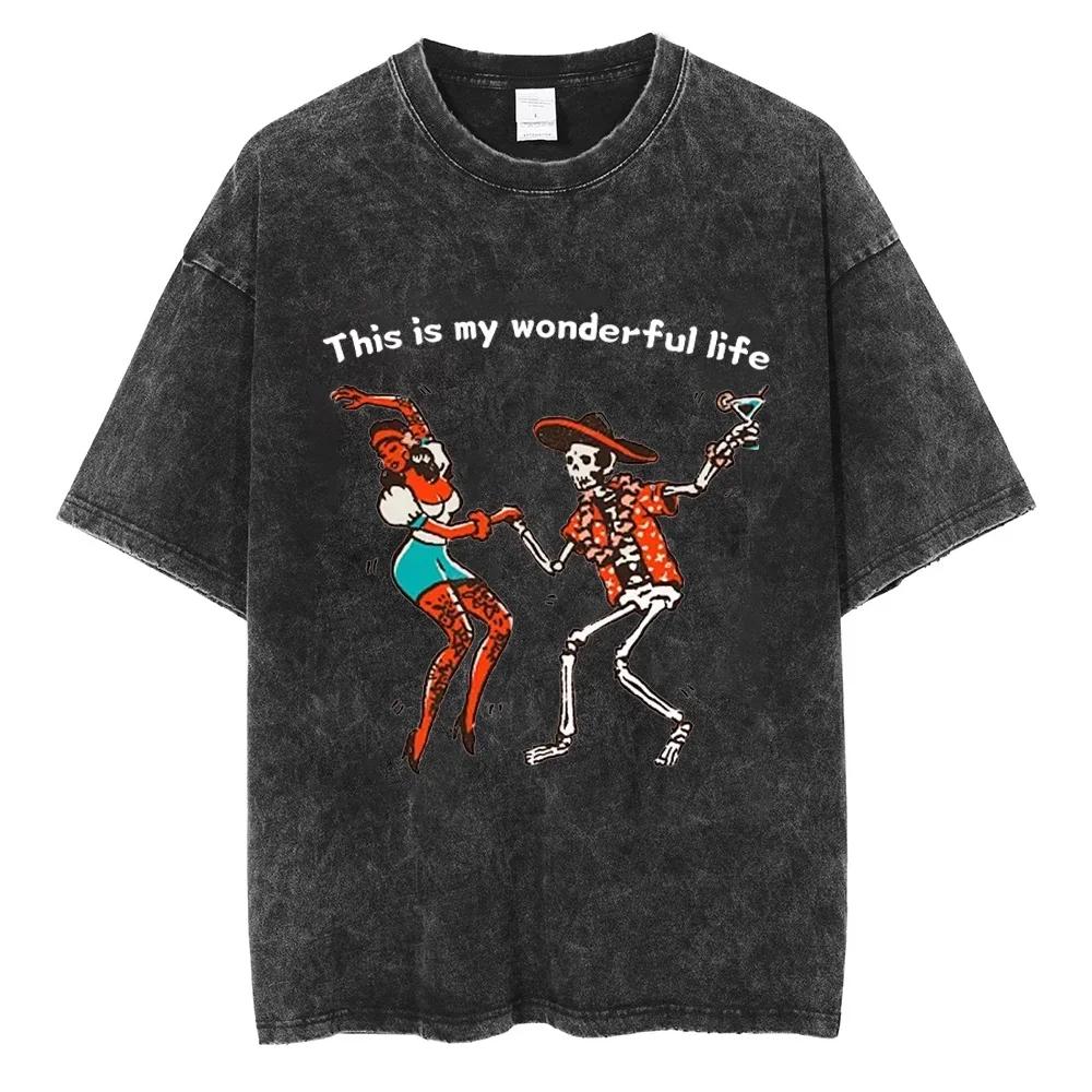Retro Distressed American Street TShirt Loose Oversized Washed Tee for Unisex Women Vintage Tee Casual Top Unisex Tops S