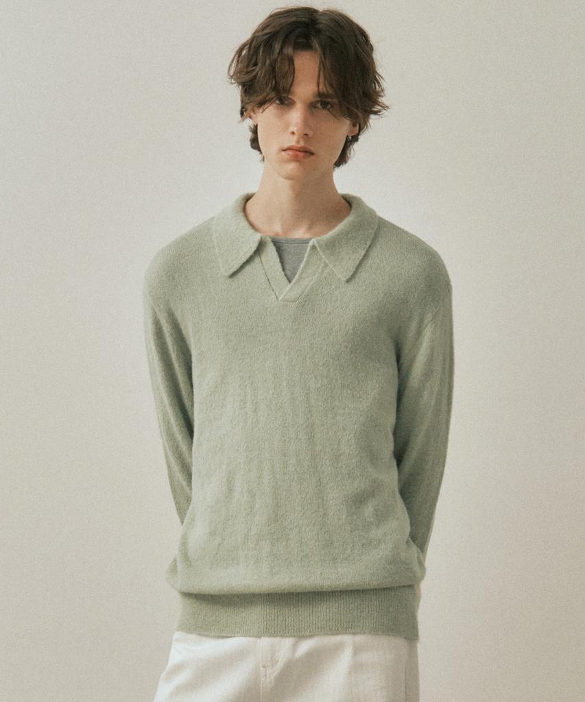 Wednesday Oasis Ash Open Collar Wool Knit_Mint(Wc25-Kn82)