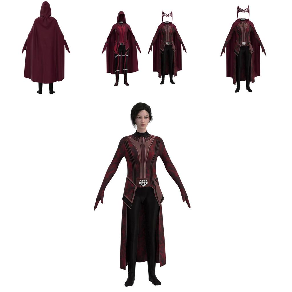 Marvelous Scarlett Witch Role Play Costume For Adult Children Jumpsuit Headdress And Cloak Included