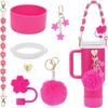 7/8pcs Cup Accessories Set for Stanley Cup Including Handle Strap Siliocne Cup Boot Straw Cover Charms for 40oz 30oz Tumbler