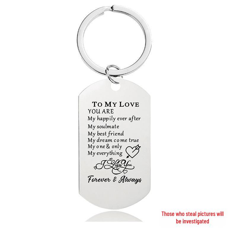 Breloc Militar Gravat din Oțel Inoxidabil - Cadou de Ziua Îndrăgostiților pentru Cupluri