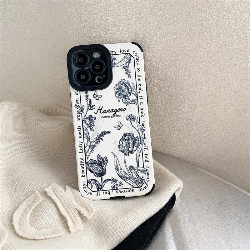 Cheap Black and White Rose Phone Case for iPhone 11 12 13 14 15 Pro Max