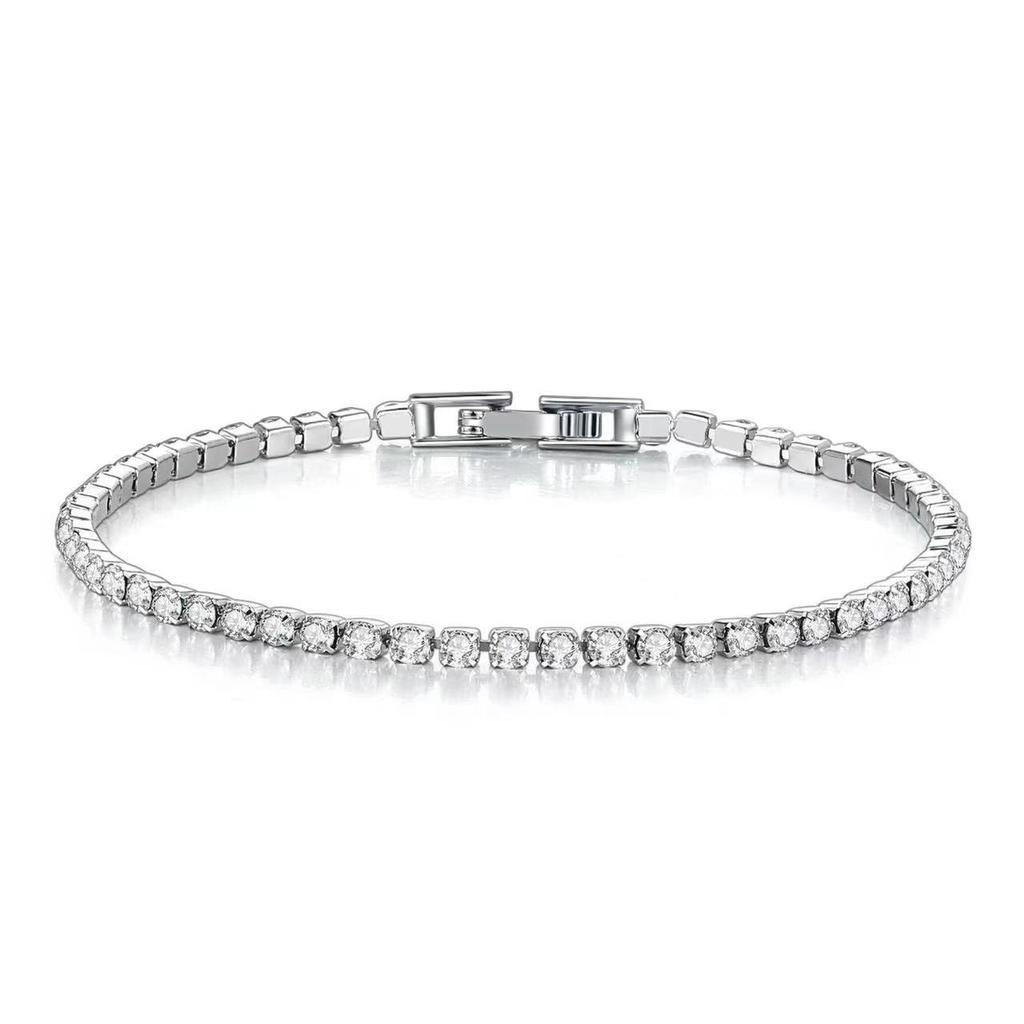 Hot 925 Sterling Silver Tennis Bracelet Crystal Luxury 5A Zirconia Women Fashion Simple Engagement Wedding Charm Jewelry