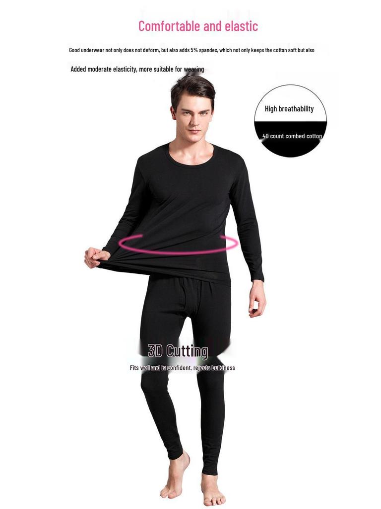 Men's Combed Cotton Casual Pants for Autumn and Spring: Warm, Single Layer Design