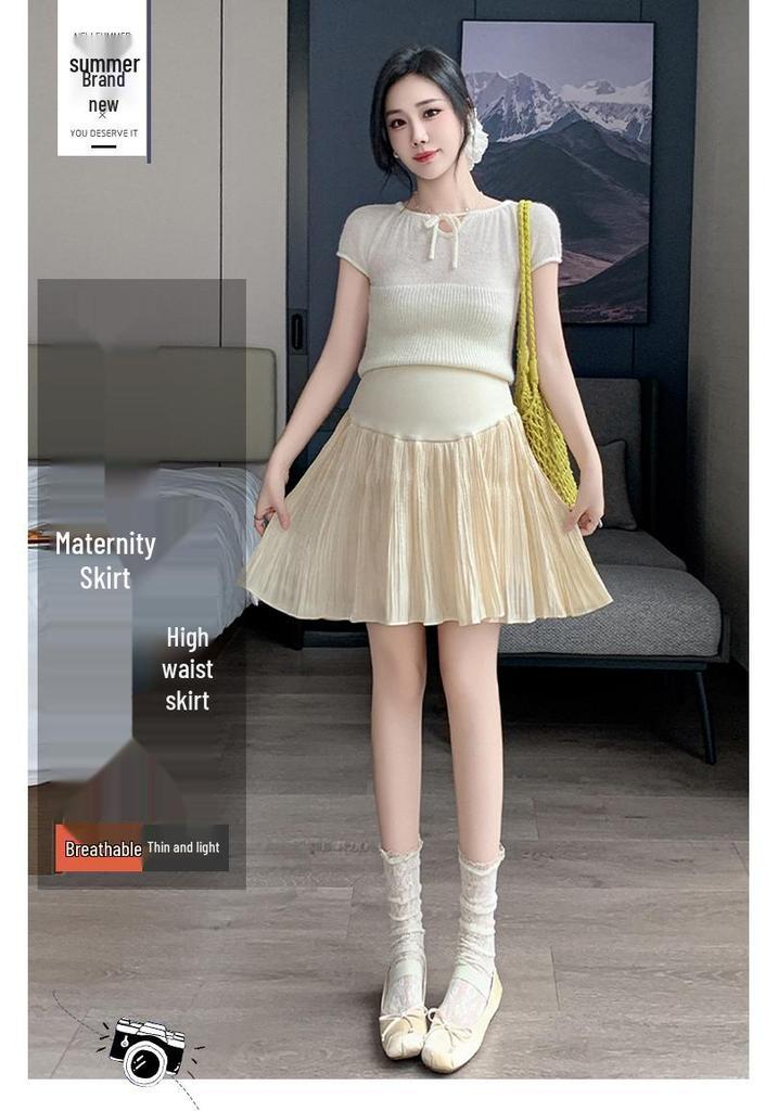 High-Waist Slimming Pleated A-line Skirt for Petite Women - Korean Style, Casual & Versatile Summer Wear