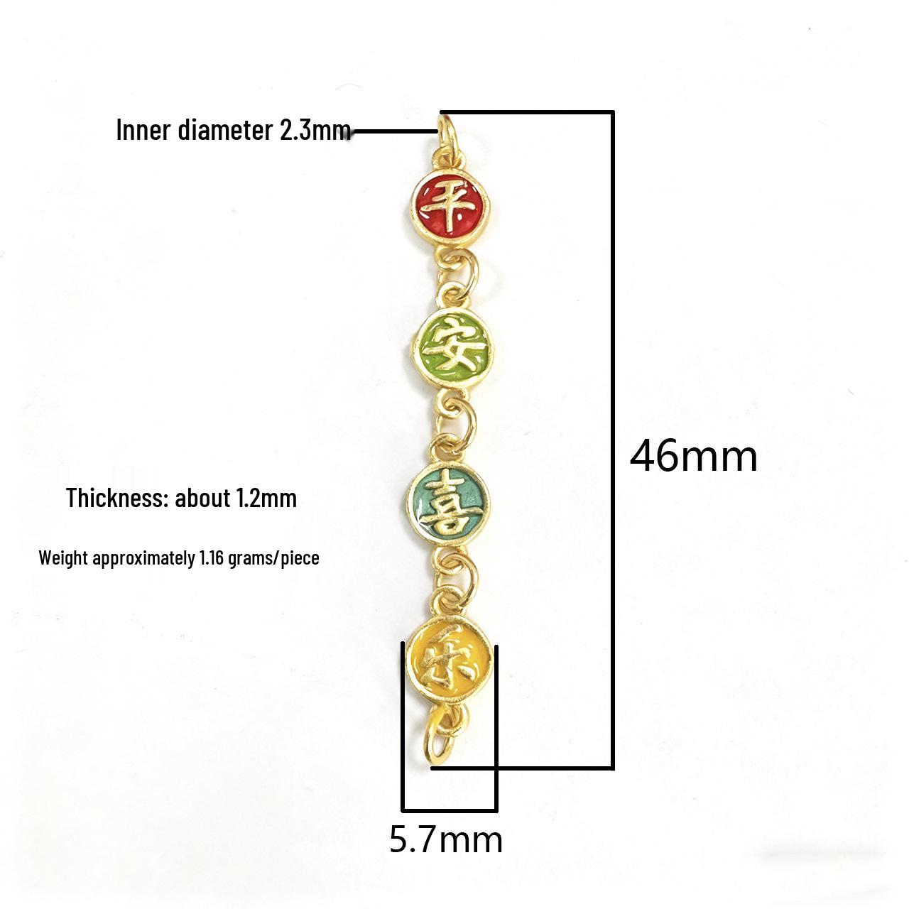 S999 Sterling Silver Peace & Joy Chain: Golden Chinese-Style Pendant, DIY Crystal Bracelet & Necklace Beading Accessories S999 Sterling Silver золотой