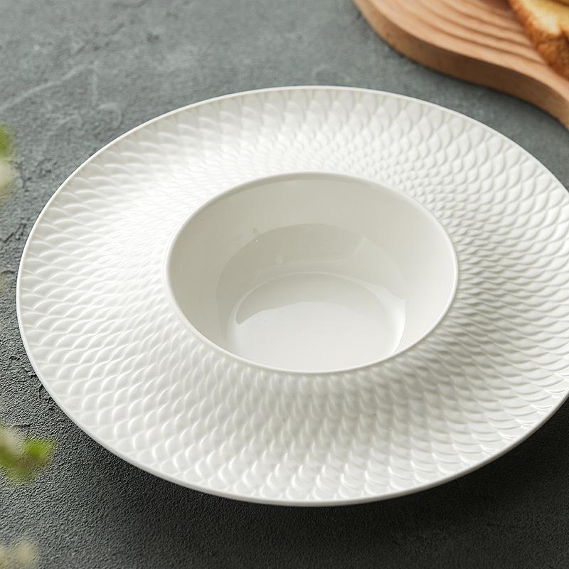 Chengxiang Ceramic Plate Dish Household Western Food Plate Pasta  Straw Hat Plate Soup Senior Hotel Tableware