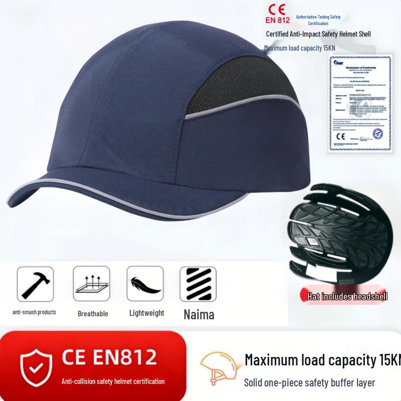 Căciulă de siguranță ușoară, respirabilă, din bumbac, cu căptușeală ABS - Rezistentă la impact și cădere
